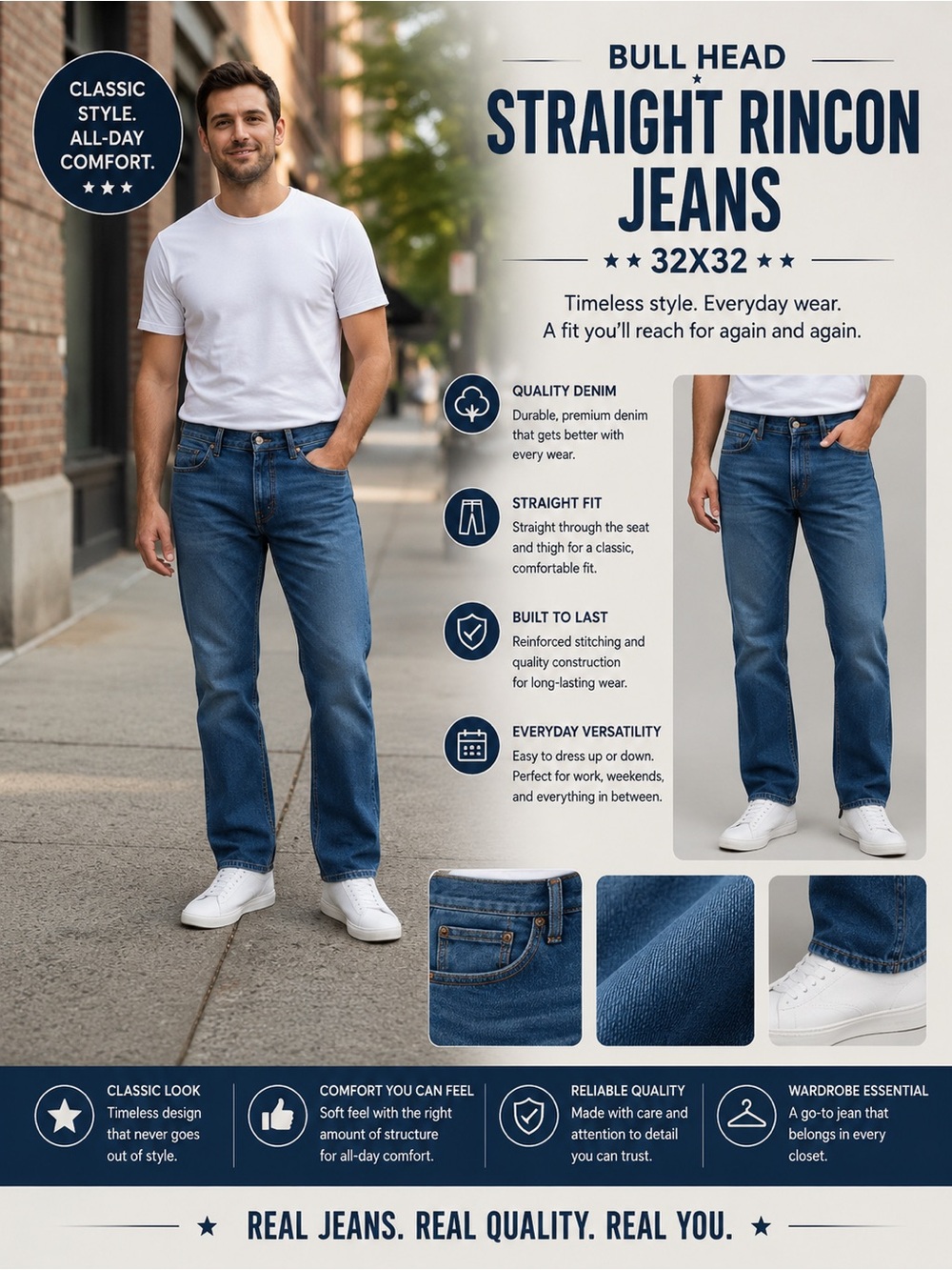 Bull Head Straight Rincon Jeans 32X32